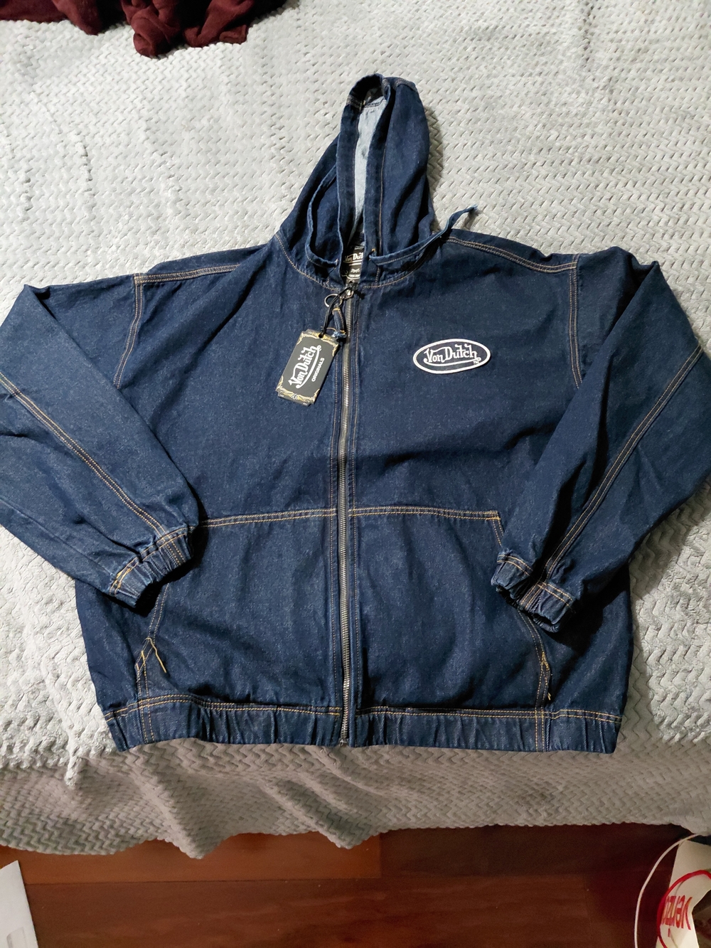 Von Dutch Navy Blue Denim Zip-Up Hoodie Jacket